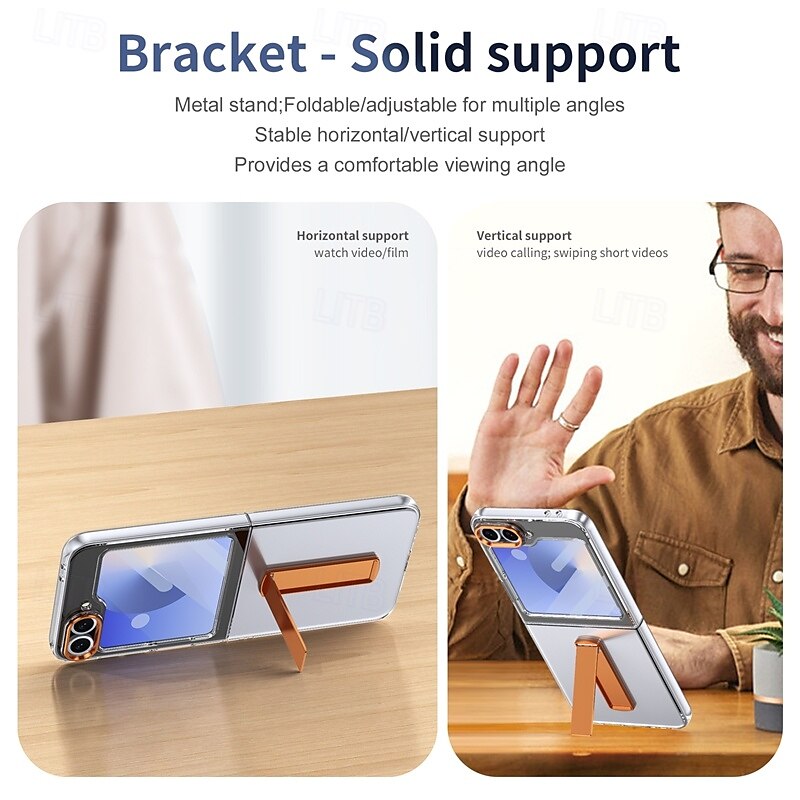 Phone Case For Samsung Galaxy Z Flip 7 Z Flip 6 Z Flip 5 Z Flip 4 Z Flip 3 Back Cover with Stand Holder Magnetic Support Wireless Charging Retro TPU PC 2025 - $24.99 –P8