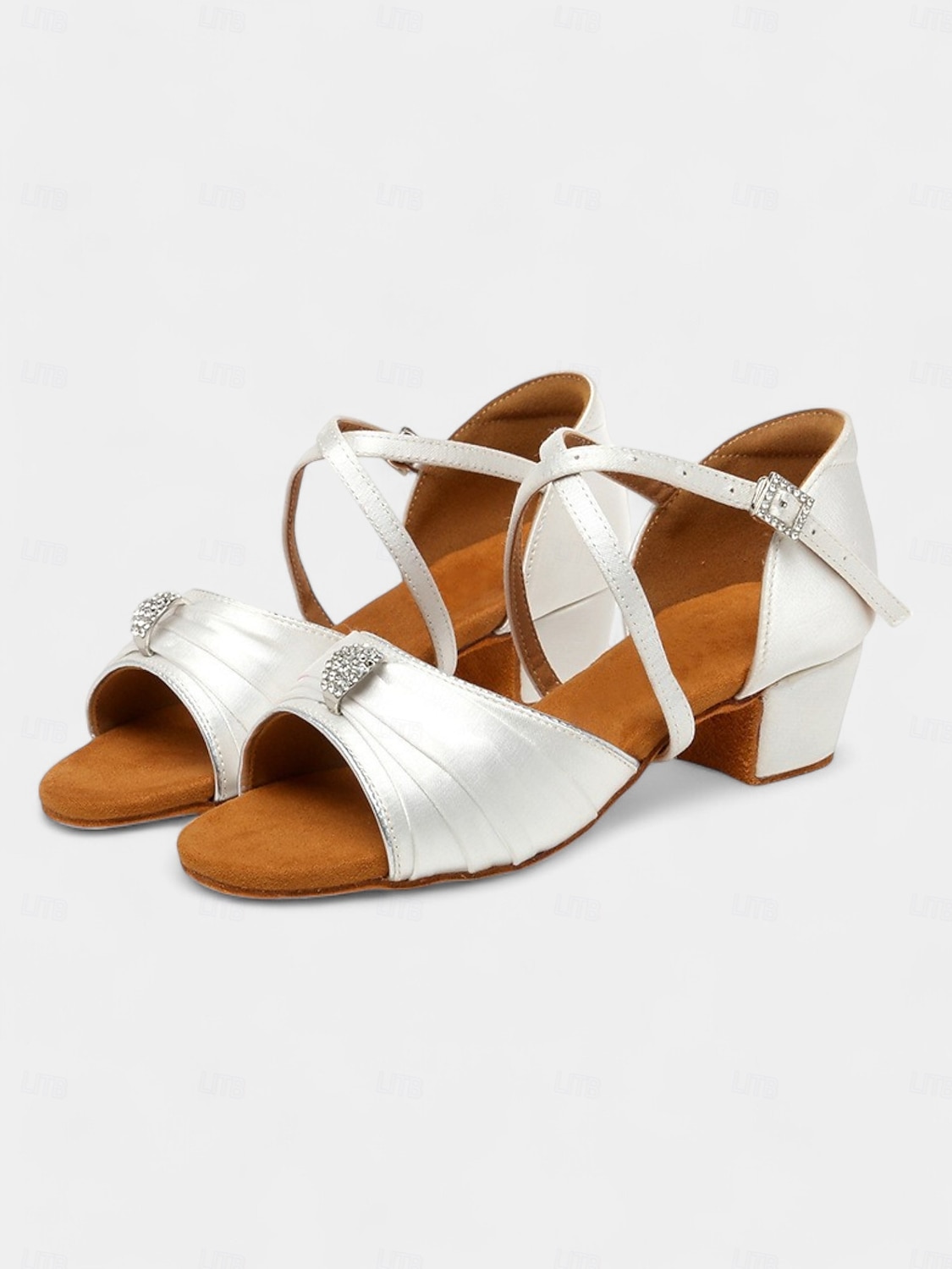sapatos de dança peep-toe de cetim para meninas com detalhes de strass e tiras ajustáveis – sapatos de performance confortáveis para balé, salão de baile e eventos especiais de 2025 por $42.99 –P7