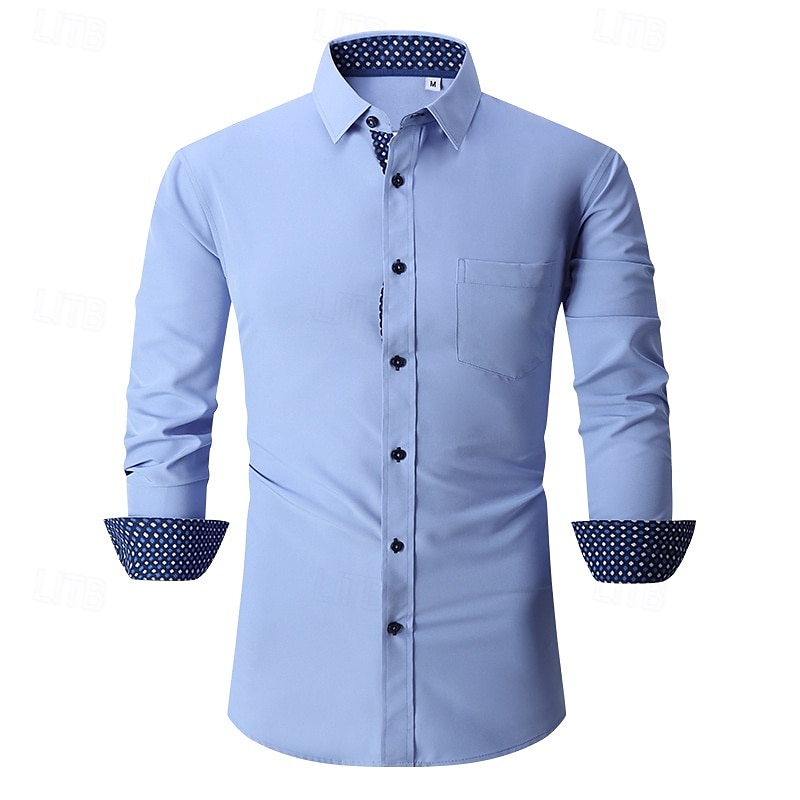 Herren Hemd Oberhemd Knopfhemd Glatt Hochzeit Party Schwarz Weiß Rosa Wein Langarm Kargen Frühling & Herbst Bekleidung 2025 - $26.99 –P6