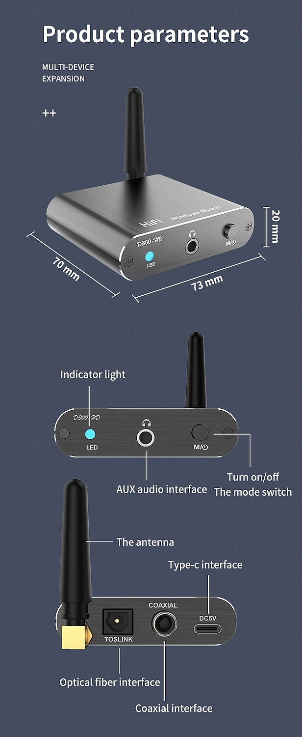 D300 Передатчик Bluetooth Bluetooth 5.0 Оптический аудиоинтерфейс 2025 - $47.99 –P13