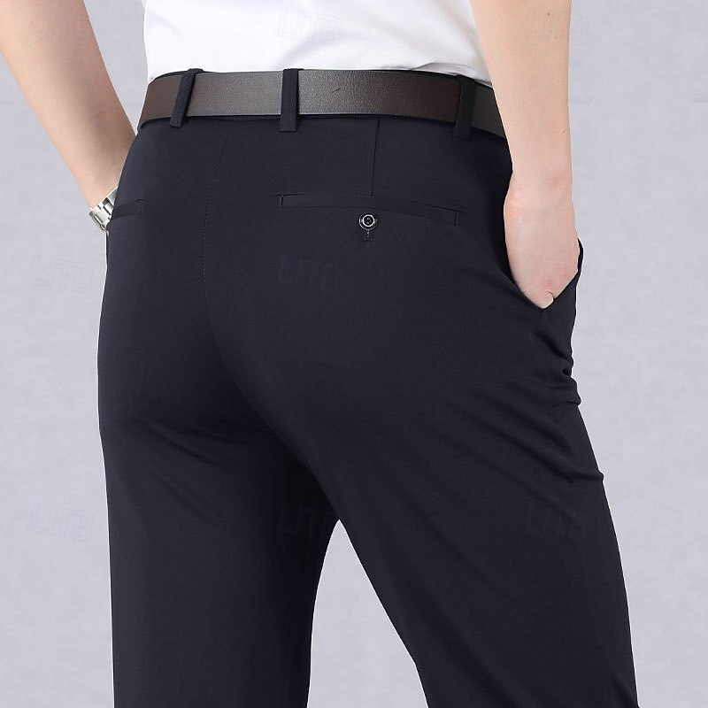 Herren Abschlußfeier Anzughose Hose Chinos Knöpfe Tasche Einfarbig Komfort Formell Party Arbeit Mode Klassicher Stil Schwarz Wein Mikroelastisch 2025 - $17.99 –P14