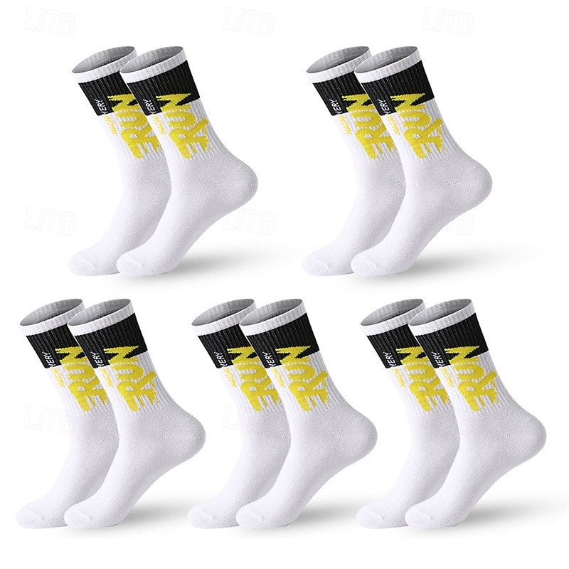 בגדי ריקוד גברים 5 זוגות רב חבילות גרביים גרבי צוות גרביים לריצה גרביים ליומיום שחור לבן צבע קולור בלוק אותיות חופשה ספורט וחוץ יומי בסיסי בינוני אביב סתיו אופנתי יום יומי 2026 - $15.49 –P5