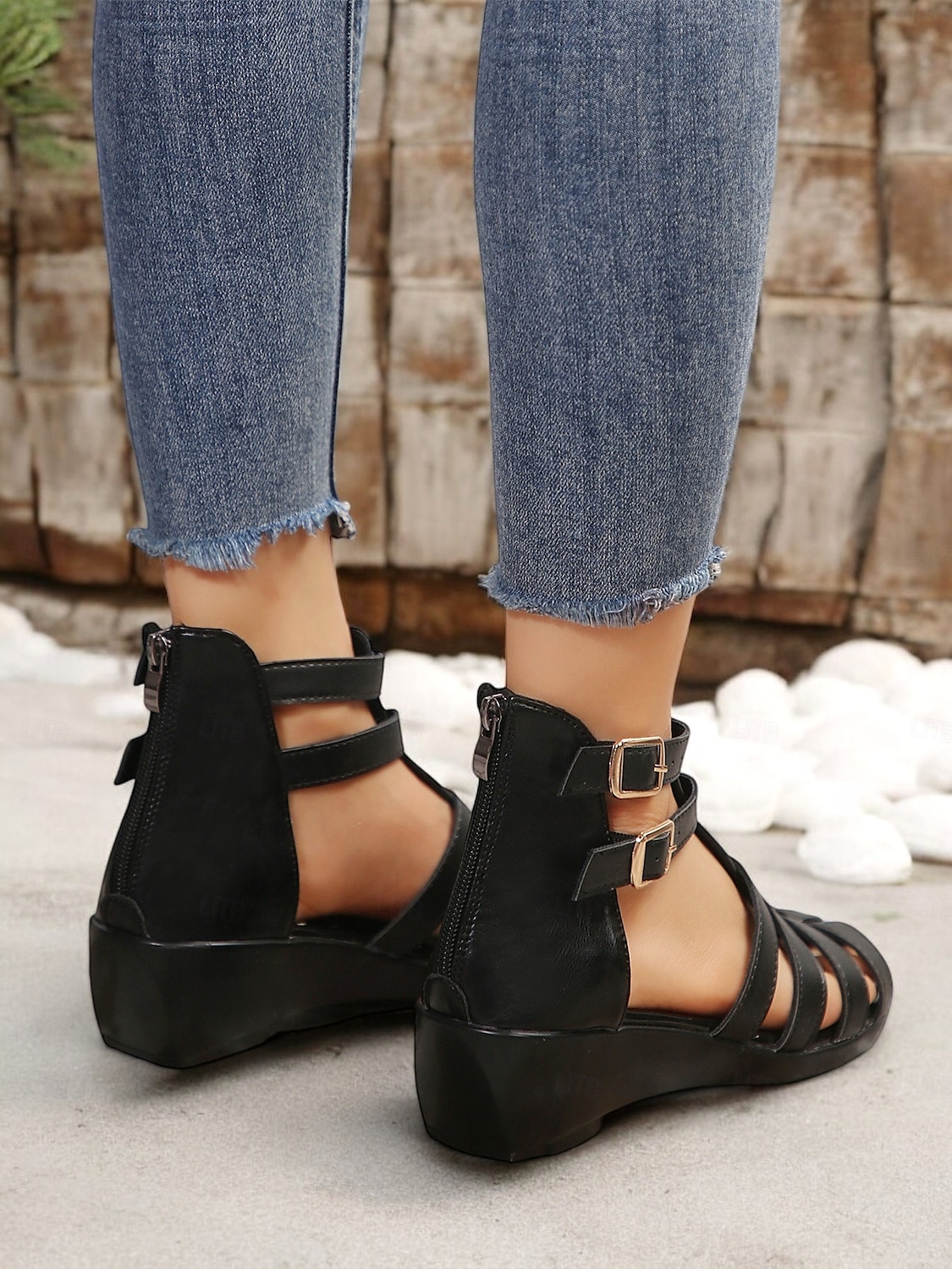 Women's Gladiator Strappy Open Toe Sandals with Double Buckle, Low Wedge Heel Comfortable Summer Shoes for Casual, Vacation, and Daily Wear 2025 - $26.99 –P5