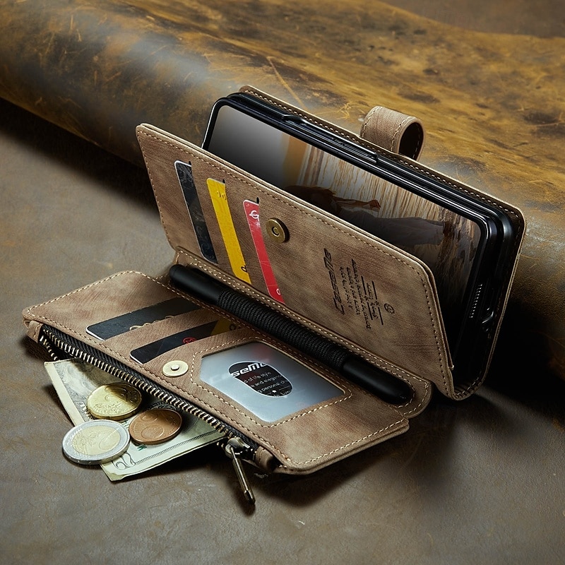 Telefoonhoes Voor Samsung Galaxy Z Fold 6 Z Fold 5 Z Fold 4 Z Fold 3 Wallet Case met Stand Houder Magnetische Rits Retro TPU PU Leer 2025 - $25.99 –P8