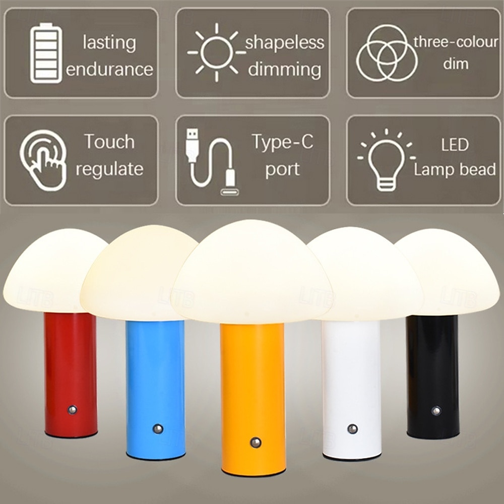 LED Mushroom Desk Lamp - USB Powered with Touch Color Dimming for Outdoor Camping Indoor Kitchen Use 2025 - $65.99 –P3