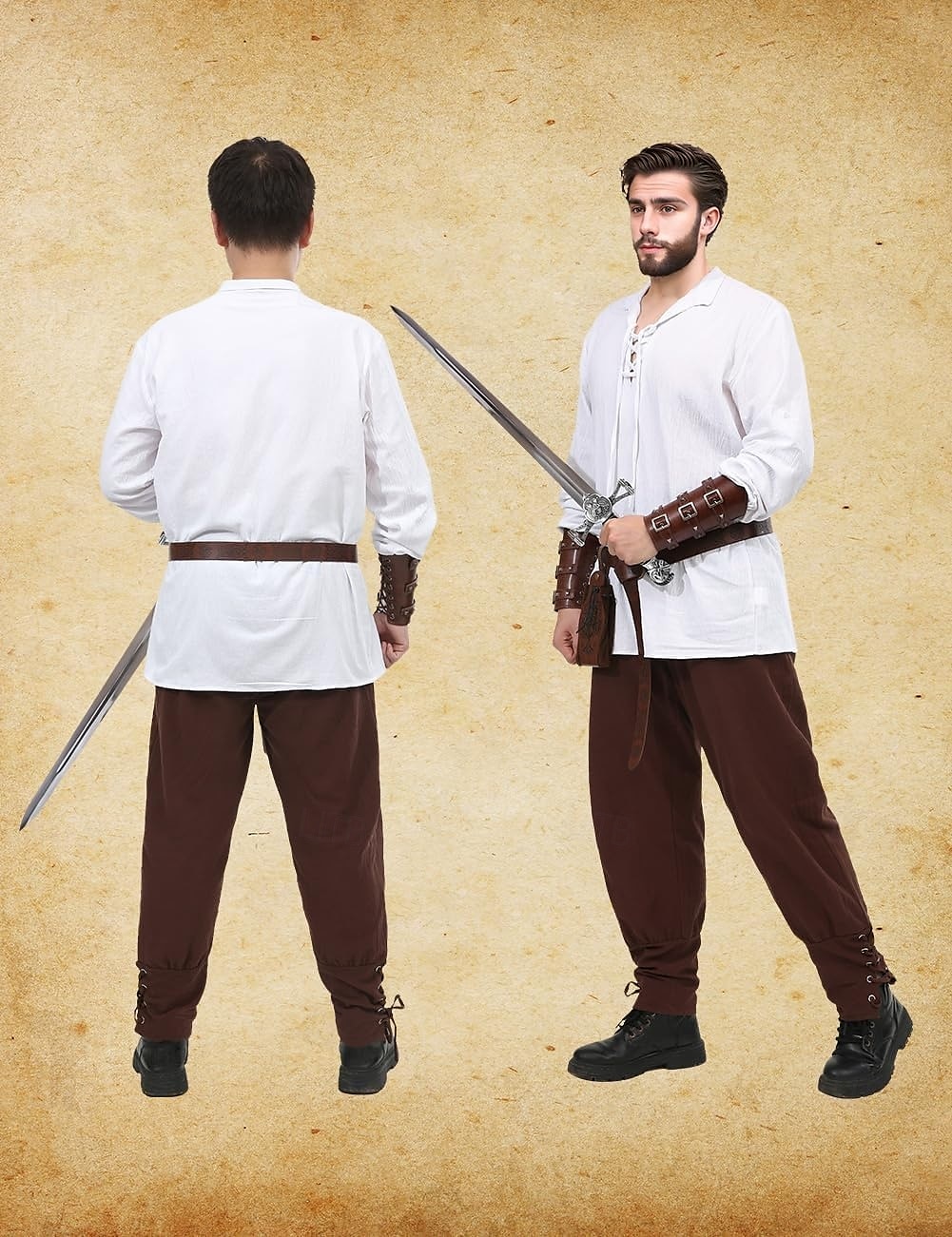 Retro Středověké Renesanční Kalhoty Úbory Pásek Ren Faire Pánské Viking Fantazie předvečer Všech svatých Karneval Plesová maškaráda Karneval Výkon LARP Dospělé Tričko Kalhoty Pásek 2025 - $51.99 –P6