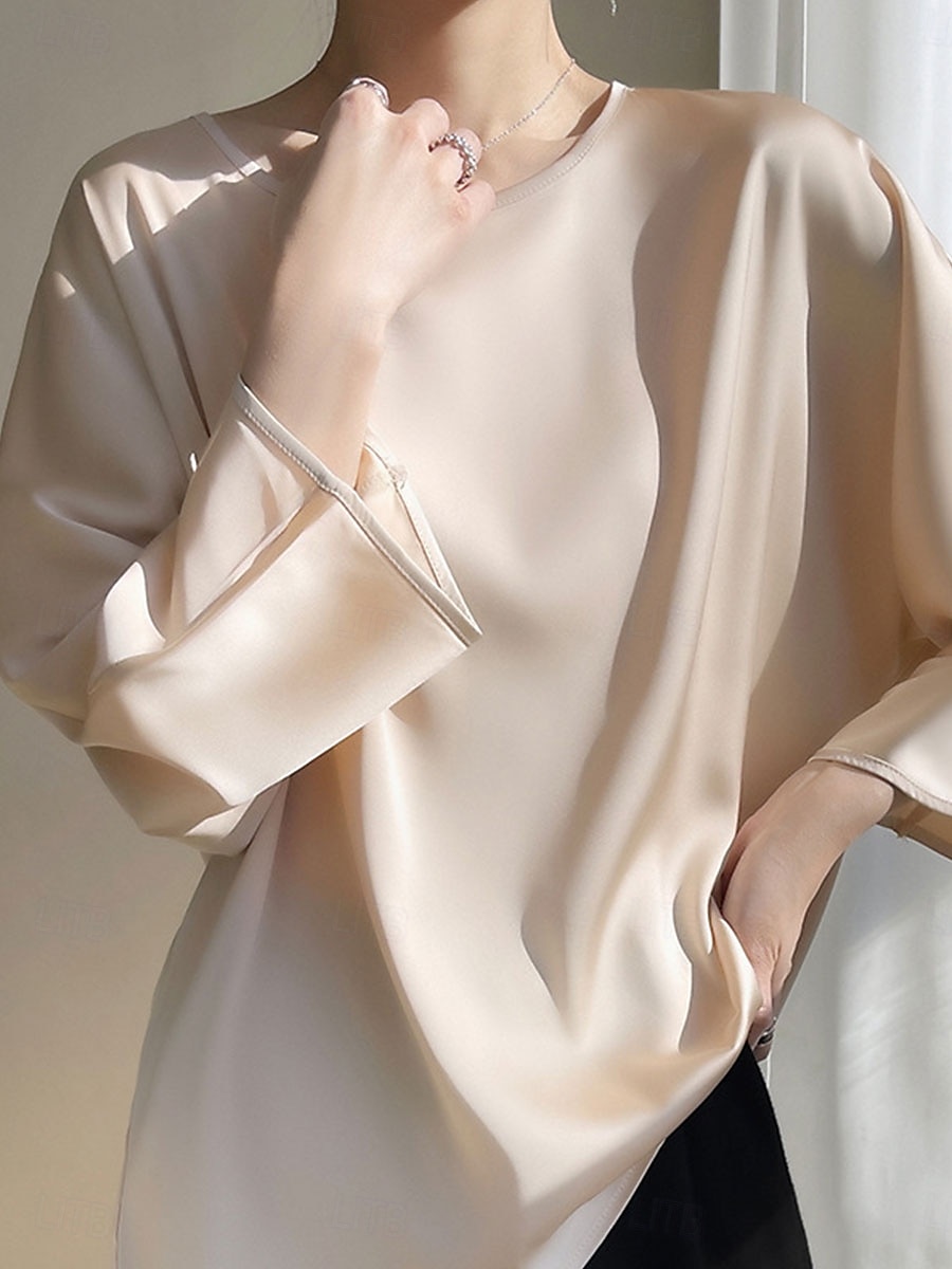 Dámské Halenka Pevná barva Elegantní stylové 3/4 délka rukávu Tričkový Běžné topy Dovolená Párty Práce Černá Vodní modrá Khaki Jaro Podzim 2025 - $27.99 –P2