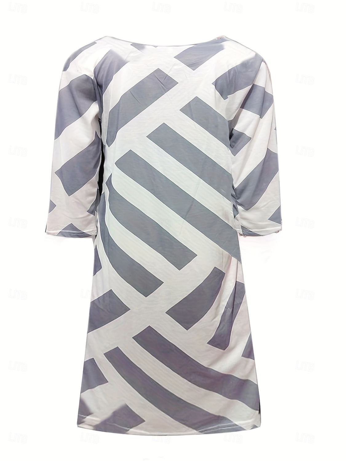 Dame EU / USA størrelse Midikjole Jumper kjole Boho-kjole Vårkjole Boho brudekjole Elegant Bohem Stilfull 3/4-ermer Feriereise Arbeid Daglig Løstsittende Geometrisk Ruter 3/4 ermer V-hals Svart og 2025 - $35.99 –P4
