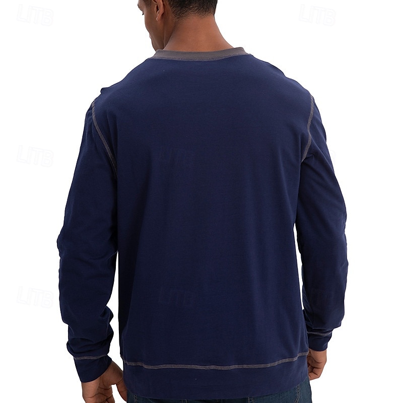 Herr T-shirt T-shirts T-tröja Långärmad tröja Långärmad V-hals Vår & Höst Lappverk Mode Designer Grundläggande Lappverk Semester Gata Utekväll Svart Vin Kungsblå Topp t-shirt för män 2025 - $27.99 –P20