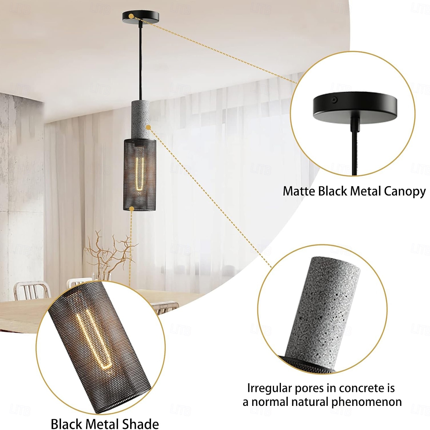 Concrete Pendant Light Metal Mesh Shade Modern Industrial Hanging Cement Pendant Lighting Fixture 110-240V 2026 - $64.99 –P5