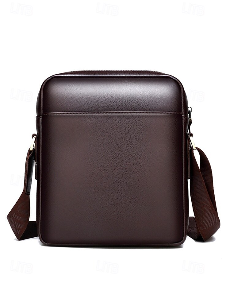 pánská hnědá černá crossbody kabelka z umělé kůže s nastavitelným ramenním popruhem - stylová a praktická taška přes rameno, messenger taška do práce, na cesty i každodenní nošení 2025 - $32.99 –P6