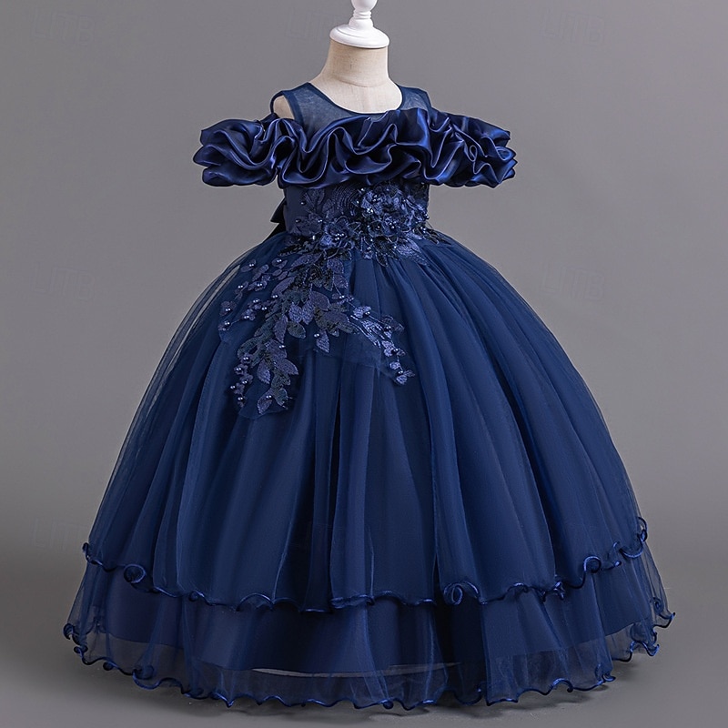 Princess Floor Length Flower Girl Dress Pageant & Performance Cute Prom Dress Chiffon with Bow(s) Tiered Plisse Fit 3-16 Years 2025 - $78.99 –P5