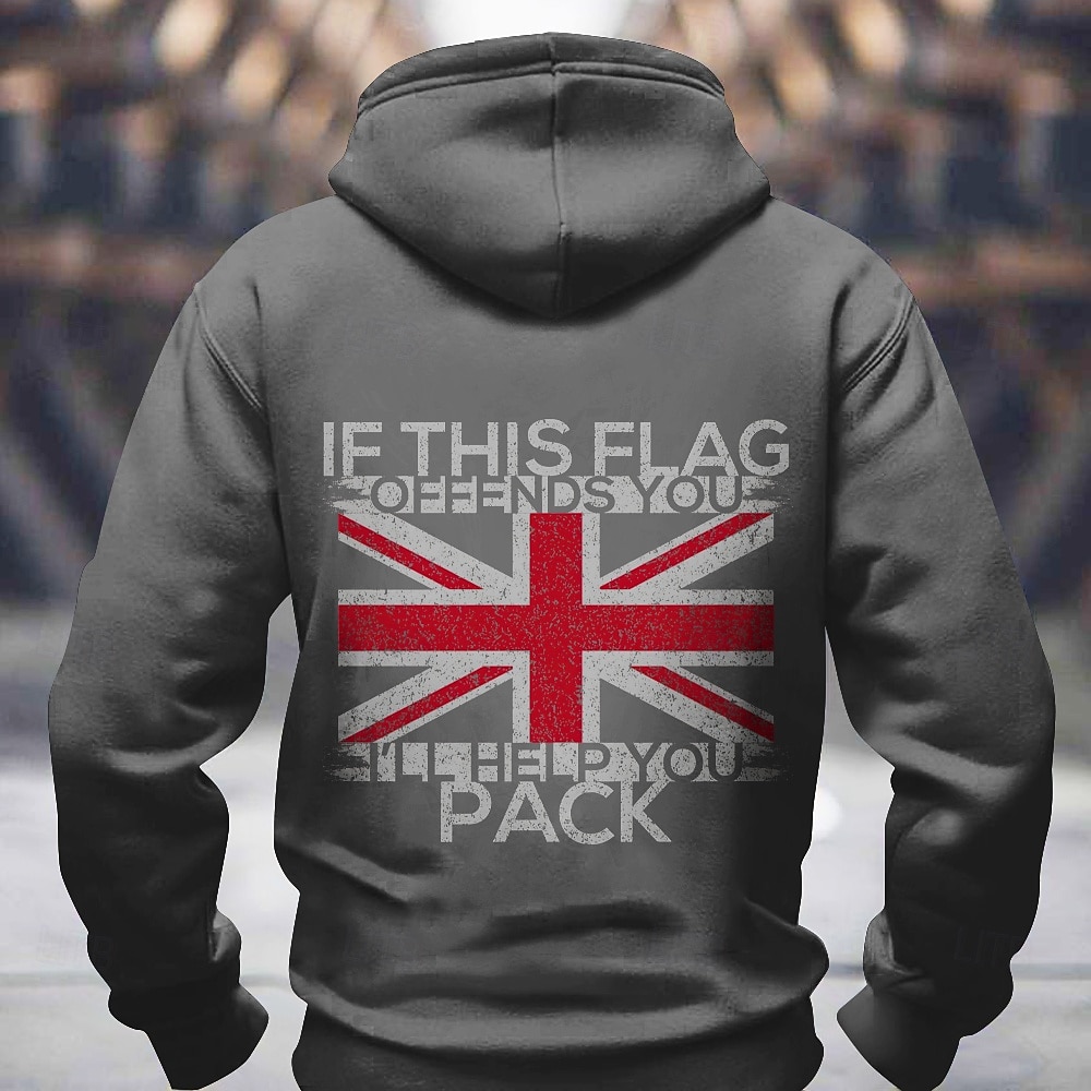 Homens UK Bandeira / Bandeira Nacional Moletons Moletom Moda Manga Longa Gola Redonda Feriado Streetwear Preto Azul Com Cordão Outono Inverno Designer de 2025 por $29.99 –P4