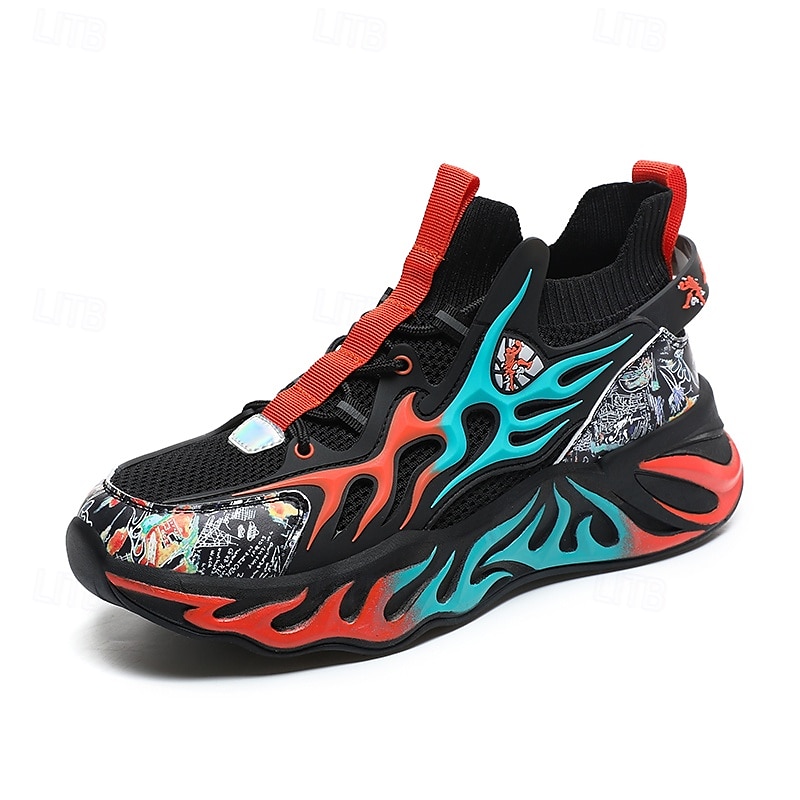 eleganti sneakers rosse da uomo con motivo a fiamma - eleganti e comode, perfette per feste o uscite informali del 2025 a $59.99 –P4