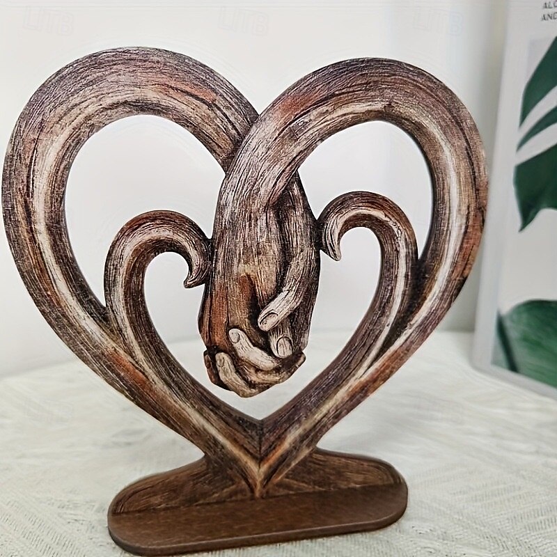 hjerte holder hender veggdekor dekorativ kunst skulptur retro trefinish evig kjærlighet ornamenter til stue hjemmeinnredning bryllupsgave valentinsdag til henne 2025 - $6.99 –P1