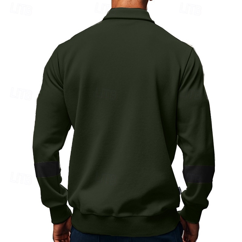 Men's Golf Shirt Golf Polos Shirts Work Casual Lapel Long Sleeve Basic Modern Color Block Patchwork Buttons Spring &  Fall Regular Fit Black White Army Green Khaki Gray Golf Shirt 2025 - $25.99 –P15