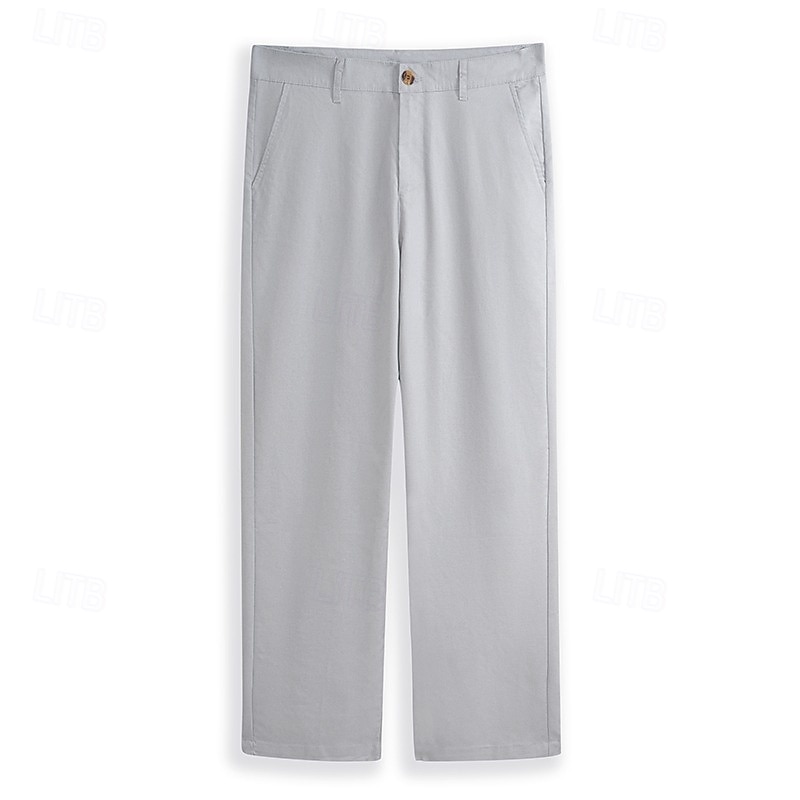 Herren Leinenhosen Hose Anzughose Sommerhose Knöpfe Fronttasche Gerader Schnitt Einfach Komfort tragbar Volle Länge Lässig Täglich Geschäft Urlaub Mode Schwarz Weiß Unelastisch 2026 - $29.99 –P1