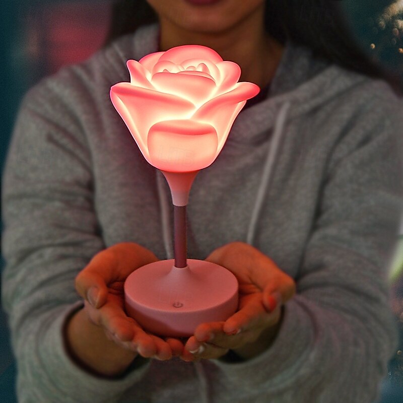 rose bord nattlampe dekor ved siden av lampe usb oppladbart hjerte nattlampe til valentinsdag soverom hjem bryllup ferie beste gave til venner 2025 - $29.99 –P5