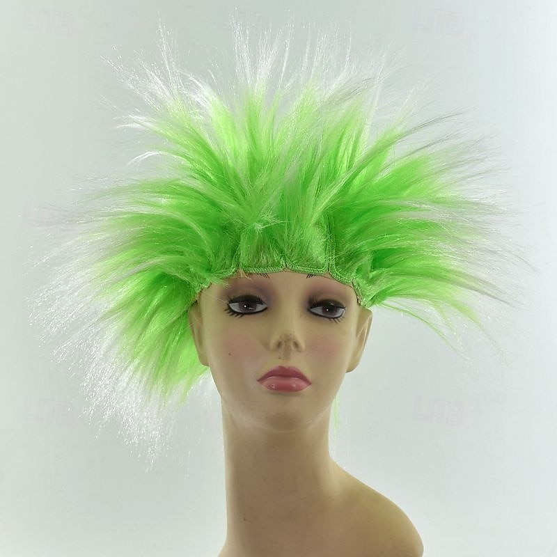 perruque synthétique bouclée partie médiane perruque courte noir jaune rose rouge bleu cheveux synthétiques hommes rose rouge noir pour le carnaval de 2025 ? $10.99 –P10