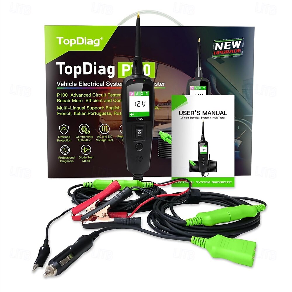 auto circuit tester 12v 24v stroomcircuit probe tester auto elektrische test tool kit ac dc digitale spanningstester auto diagnose kit 10m 2025 - $117.99 –P2