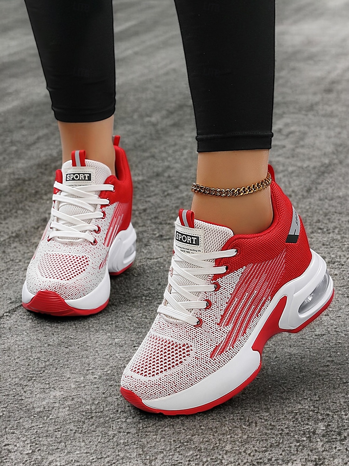 vielseitige rote Damen-Sneaker mit Luftpolstersohle für das Fitnessstudio oder Freizeitausflüge 2025 - $42.99 –P5