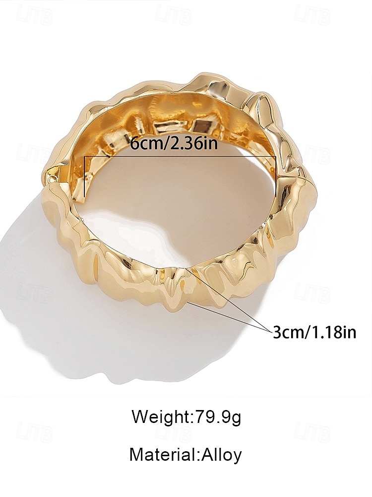 Women's Chunky Gold Cuff Bracelet with Textured Finish - Bold Statement Piece Perfect for Bohemian Fashion 2025 - $11.99 –P9