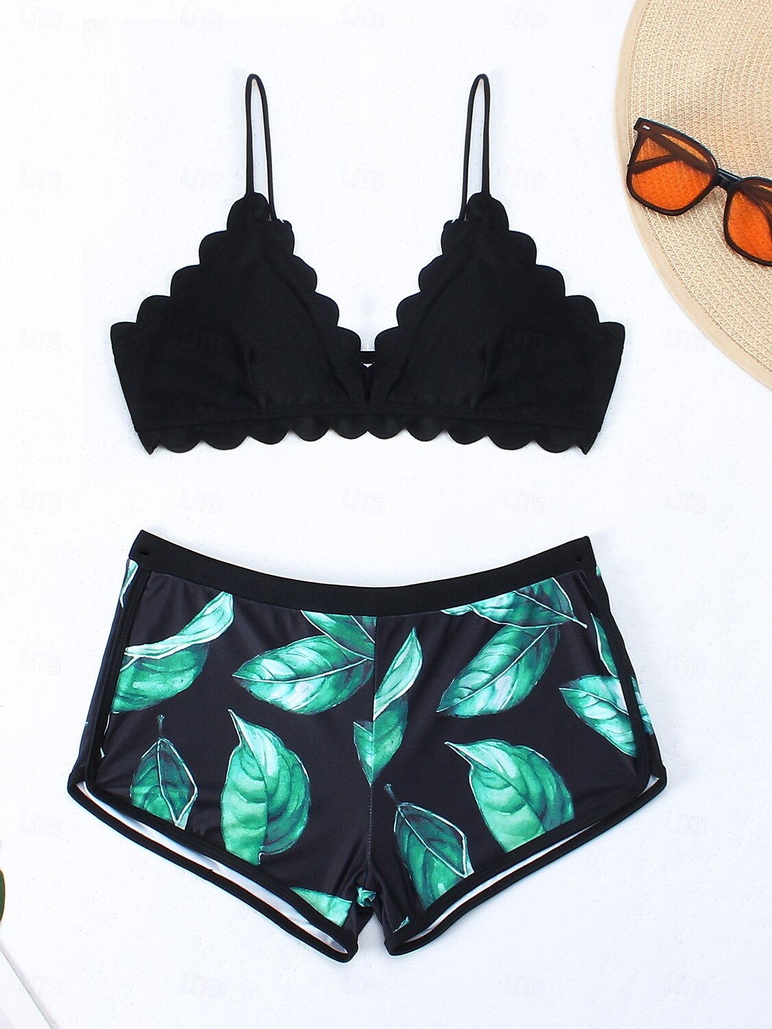 Dame Badetøy Bikini Badedrakt Høst Grafisk Blader Ermeløs Badedrakter 2025 - $28.99 –P5