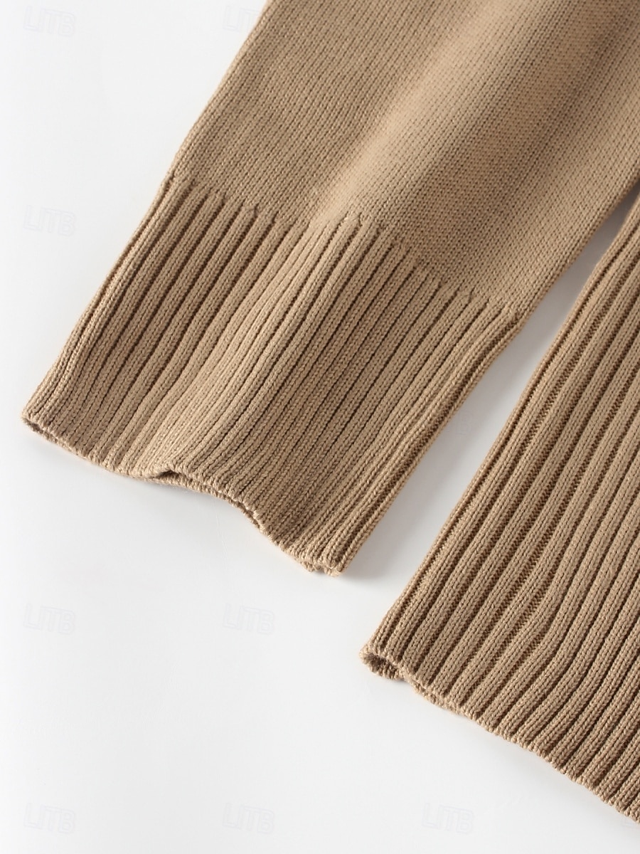 Per donna Felpa Cardigan Informale Morbido Colore puro A coste Colletto alla coreana Bottoni Lavorato a maglia Manica lunga Top regolari Maglia Esterno Giornaliero Fine settimana Rosa Cammello del 2025 a $38.99 –P8