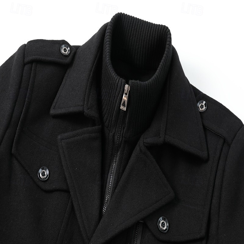 Hombre Abrigo de invierno Abrigo de lana Sobretodo Abrigo corto Exterior Trabajo Otoño invierno Lana Resistente al Viento Templado Ropa de calle Ropa Brasieres Esencial Color sólido Cuello enrollado 2025 - $88.99 –P17