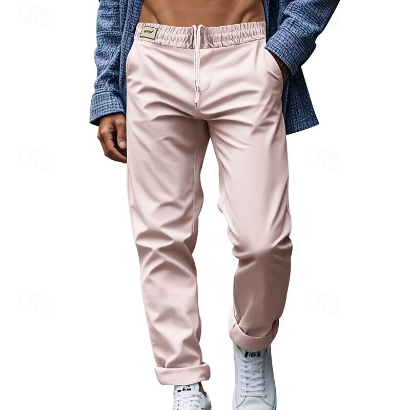 Homens Social Calças Calças de Terno Bolsos Com Cordão Cintura elástica Tecido Conforto Resistente a rugas Comprimento total Festa O negócio Diário Elegante Moda Preto Branco Micro-Elástica de 2025 por $21.99 –P7