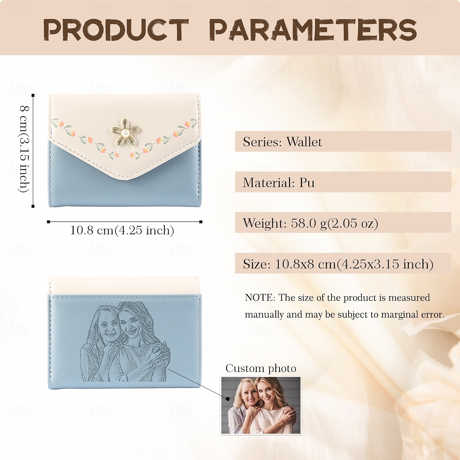 Portafoglio in PU inciso personalizzato miglior regalo per mamma – Regalo di matrimonio personalizzato per coppia portafoglio in pelle a pieghe con foto floreale per lei regalo per matrimonio festa del 2025 a $20.99 –P5