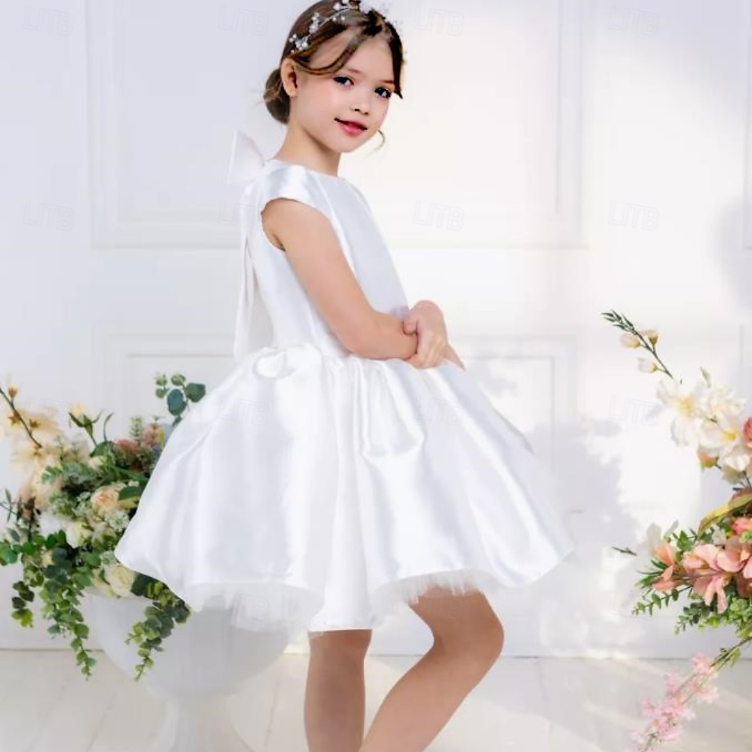kinderkleidung Mädchen Blumenmädchen Kleid Kleid für die Erstkommunion Party Kleid Feste Farbe Ärmellos Leistung Hochzeit Party Gitter Prinzessin Süß Gitter Mitte der Wade Etuikleid Tüll-Kleid Sommer 2025 - $79.99 –P7