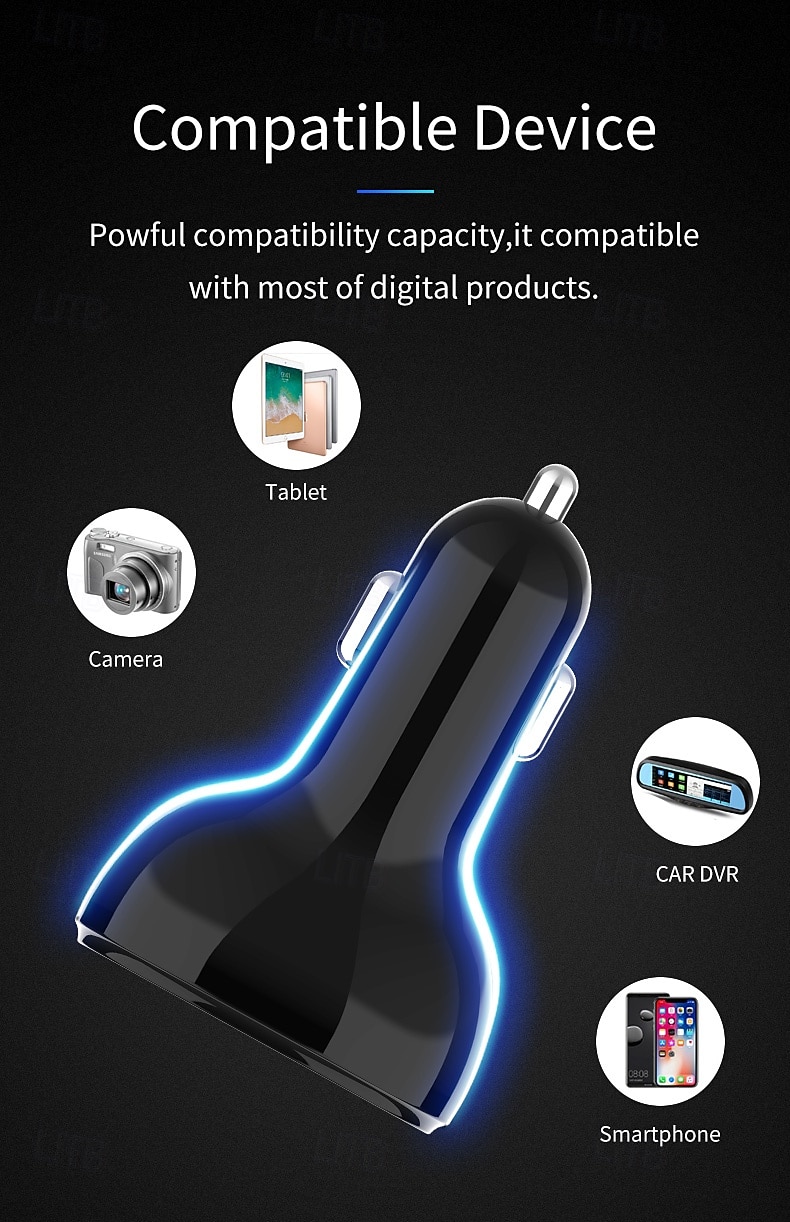 Автомобильное зарядное устройство usb c с поддержкой двух usb и type-c QC3.0 для бытовой электроники, автомобильное зарядное устройство 2025 - $26.99 –P6