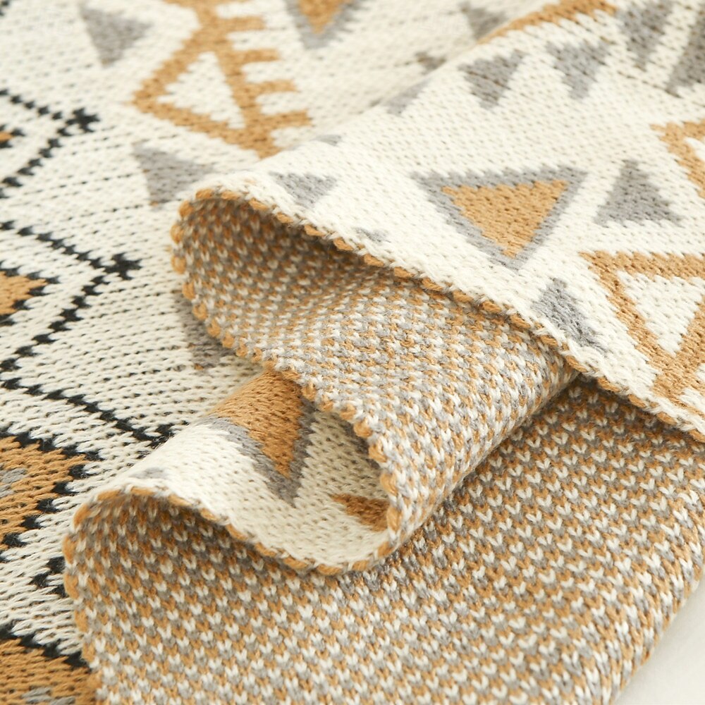 zachte gebreide deken met kwastjes, gezellig en stijlvol ruitjesontwerp, ideaal voor dutjes, spreien of vintage winterdecoratie, met elegante kwastjes voor een charmante touch, duurzaam en comfortabel 2025 - $34.99 –P5
