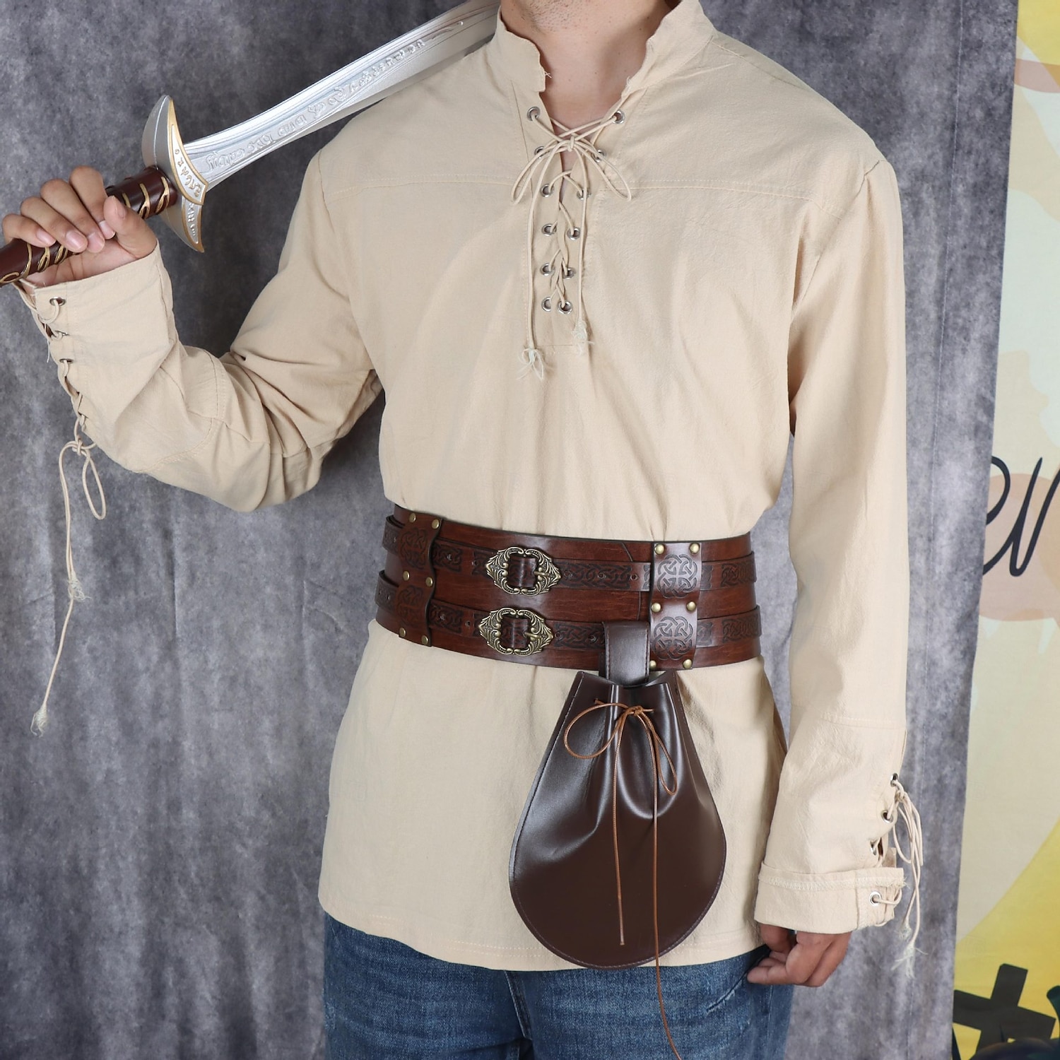Retró Középkori Reneszánsz Fegyerek és páncélzatok Derékszíj Övtáska Kalóz Viking Ranger Férfi Farsangi jelmez Viking Mindszentek napja Farsang Mardi Gras Parti LARP Felnőttek Derékszíj 2025 - $32.9 –P3