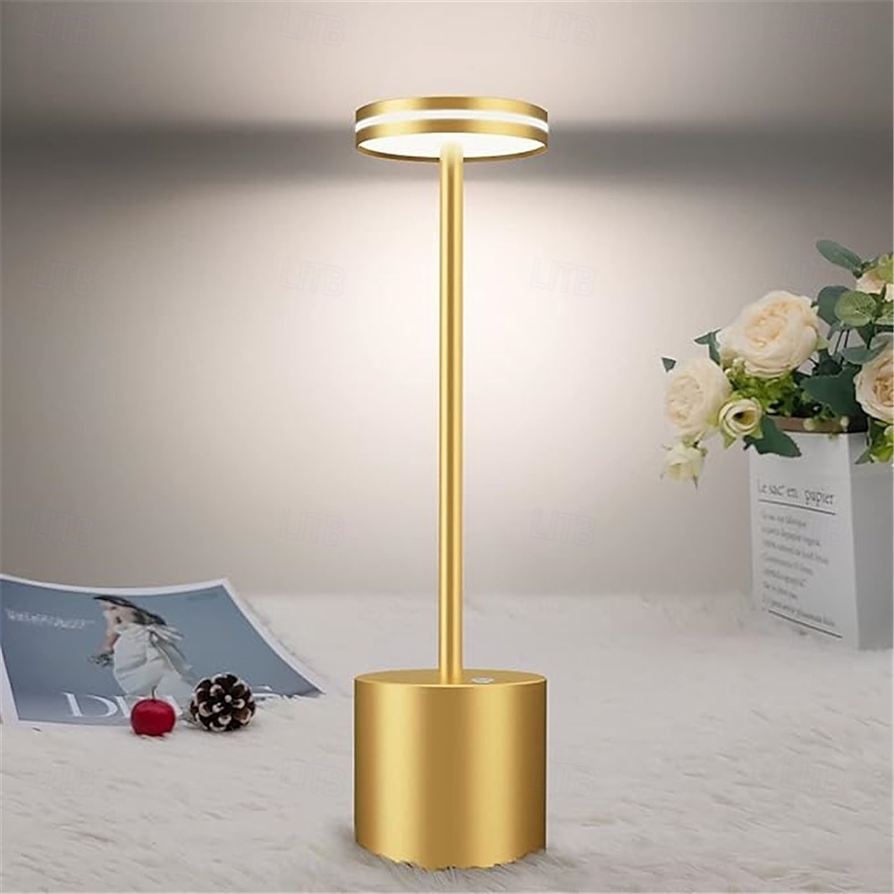 lampada da scrivania retrò in alluminio ricaricabile tramite usb - luce notturna da tavolo con controllo touch 1 pz del 2025 a $30.99 –P2