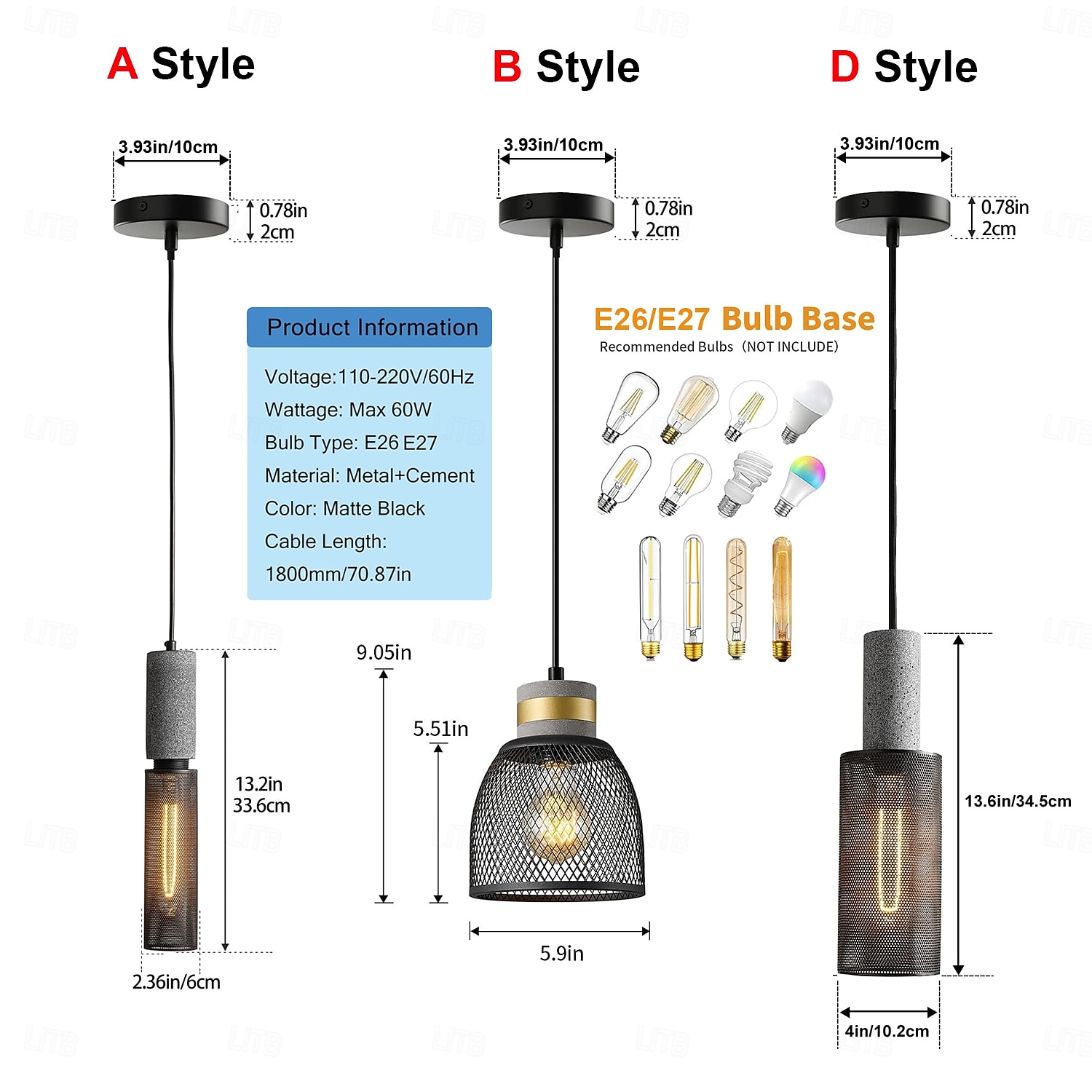 Concrete Pendant Light Metal Mesh Shade Modern Industrial Hanging Cement Pendant Lighting Fixture 110-240V 2026 - $64.99 –P2