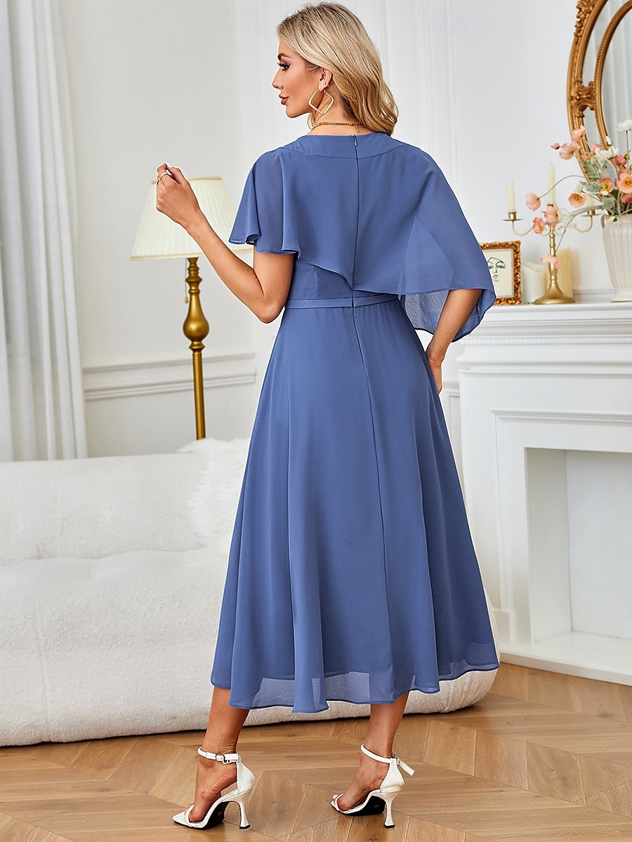 Femme Robe Trapèze A Volants Etincelant Demi Manches robe demoiselle d honneur Soirée Cocktail Bleu de 2025 ? $49.99 –P2