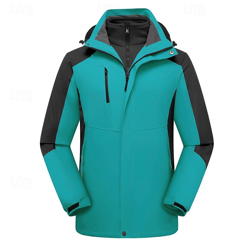Hombre Chaqueta Softshell Chaqueta para senderismo Invierno Al aire libre Bloque de color Resistente al Viento Resistente al Agua Chaquetas 3-en-1 Chaquetas de Lana Chaqueta cortavientos Viaje Negro 2025 - $78.39 –P16