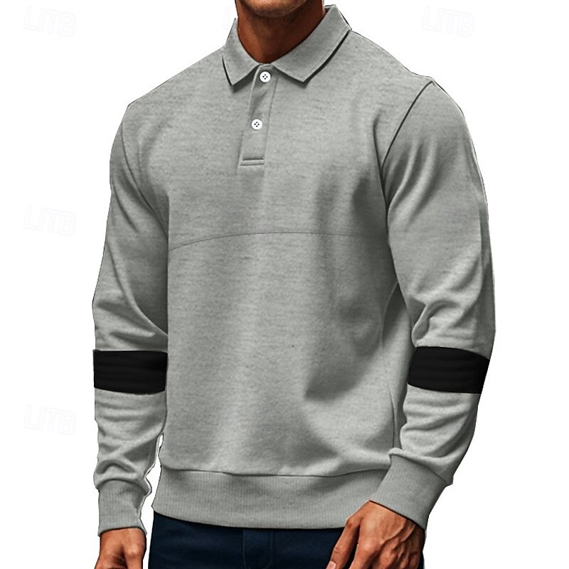 Men's Golf Shirt Golf Polos Shirts Work Casual Lapel Long Sleeve Basic Modern Color Block Patchwork Buttons Spring &  Fall Regular Fit Black White Army Green Khaki Gray Golf Shirt 2025 - $25.99 –P13