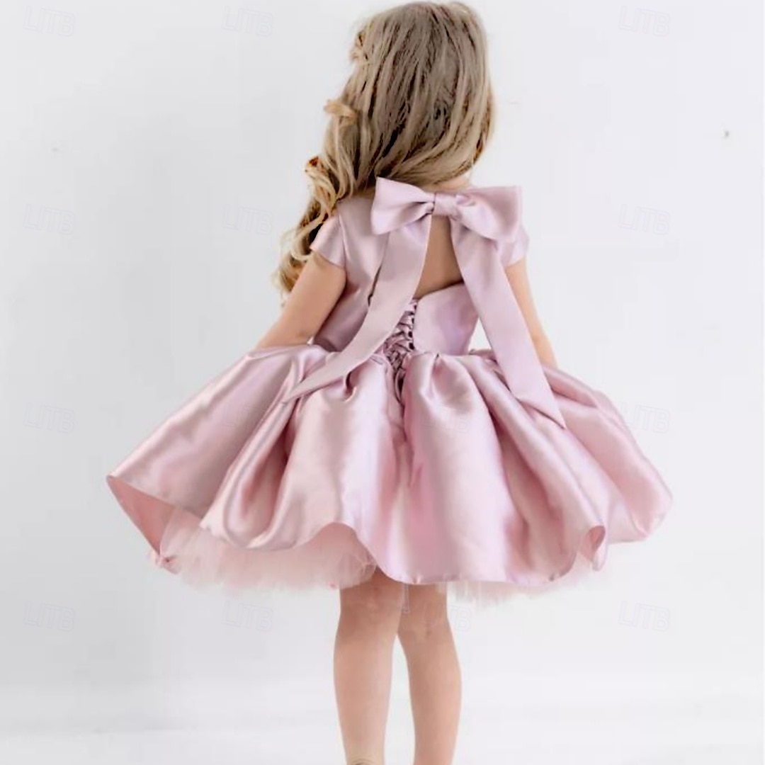 kinderkleidung Mädchen Blumenmädchen Kleid Kleid für die Erstkommunion Party Kleid Feste Farbe Ärmellos Leistung Hochzeit Party Gitter Prinzessin Süß Gitter Mitte der Wade Etuikleid Tüll-Kleid Sommer 2025 - $79.99 –P16