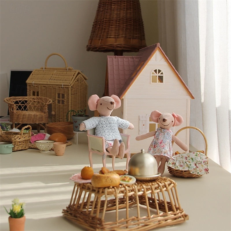waldorf pop accessoires handgemaakte zachte baby muis meisje begeleiden lappenpoppen verjaardagscadeau gebreide pop schattige meisjes pluche pop knuffel gepersonaliseerde geweven poppenset 2025 - $31.99 –P8