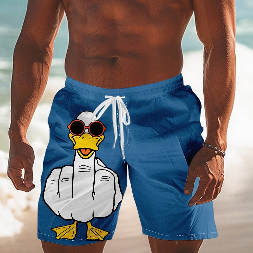 Férfi Állat Kacsa Vicces gesztusok Úszónadrág Deszkás short Rövidnadrágok Közepes csípő Utcai sikk Hawaii Hétköznapi Napi Szabadság Zseb Zsinór Rugalmas derék Tervező Ruházat 2025 - $19.99 –P1