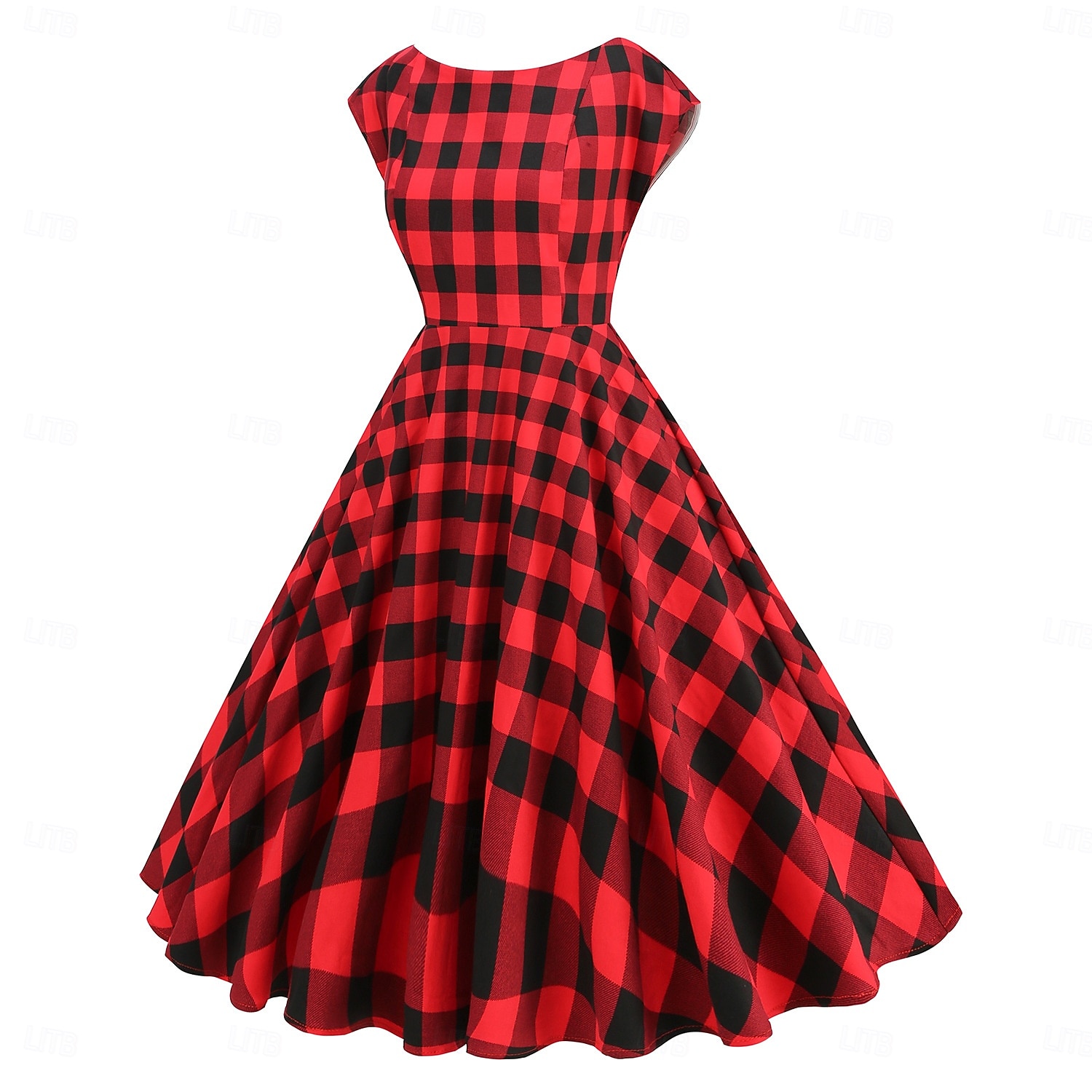 Retrò Vintage Anni 1950 Abito da cocktail Vestito Vestito Svasato A Pois Griglia / Plaid Per donna Mascherata Evento / Festa Addio al Nubilato Festival Adulti Vestito Abiti per il ritorno del 2025 a $35.99 –P3