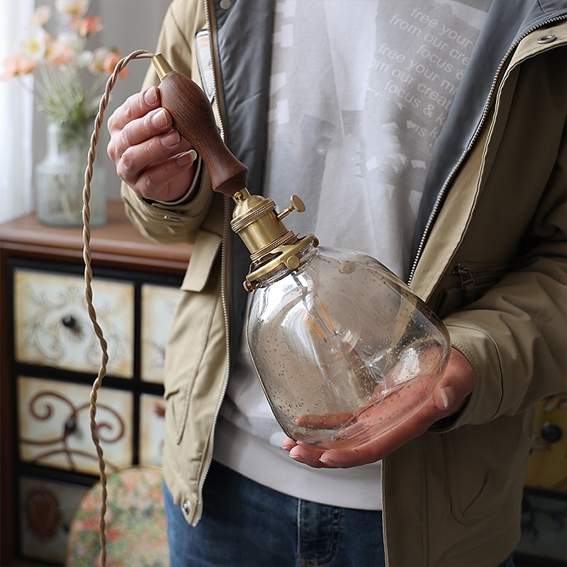 lampadario in vetro a bolle d'aria base in metallo vintage lampada a sospensione a testa singola lampada da comodino da fattoria lampada da soffitto per isola cucina sala da pranzo camera da letto del 2025 a $84.99 –P2