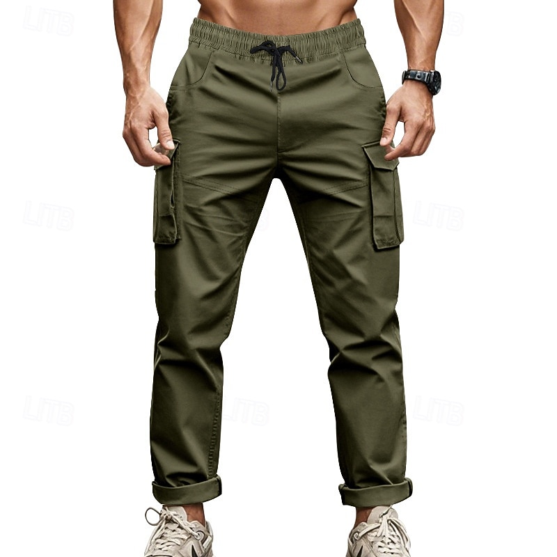 Men's Joggers Trousers Cargo Sweatpants Pocket Drawstring Elastic Waist Plain Comfort Sports Outdoor Daily Fashion Casual ArmyGreen Black Micro-elastic 2026 - $26.99 –P11