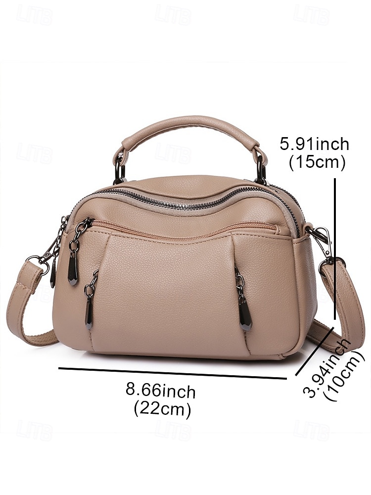 Women's Faux Leather Crossbody Bag, Small Casual Handbag with Multi-Zipper Compartments, Stylish Daily Shoulder Purse for Travel and Shopping Color Wine Black White 2026 - $26.99 –P3