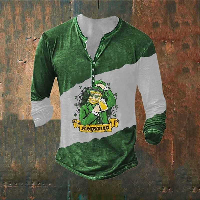 Per uomo San Patrizio Grafico Trifoglio Maglietta Manica Lunga Stampa 3D Moda Designer Essenziale Vacanza Streetwear Uscire Primavera & Autunno 1 2 3 4 5 Henley Maglietta Henley del 2025 a $28.99 –P2
