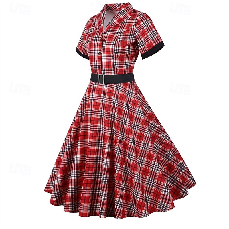 Elegant klasické 1950 Rochii Plisat Linia -A Pentru femei ziua îndragostiților Evenimente / Petrecere Dată Petrecere ceai Adulți Rochie Primavara vara 2025 - $24.99 –P5