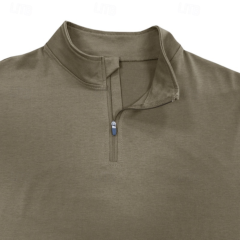 Herr Quarter Zip Polo Golf pikétröjor Utomhus Casual Fjärdedels blixtlås Långärmad Mode Modern Ensfärgat Stickat Vår & Höst Standardpassform Svart Vit Marinblå Mörkgrön Brun Quarter Zip Polo 2025 - $22.99 –P6